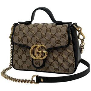 Gucci GG Marmont 2-Way Chain Shoulder Bag Canvas Brown